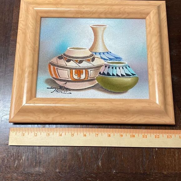 Native American Pottery Sand Oil Painting Signed Myung Mario Jung Southwest - Picture 11 of 12